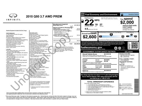 Used 2015 INFINITI Q50 Premium w/ Navigation Package AWD/4WD image 4