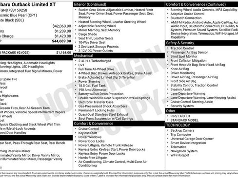 Certified 2025 Subaru Outback Limited XT w/ Popular Package #2 AWD/4WD image 39