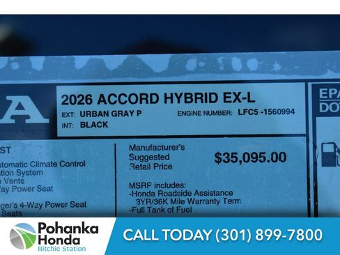 New 2026 Honda Accord Hybrid EX-L image 38