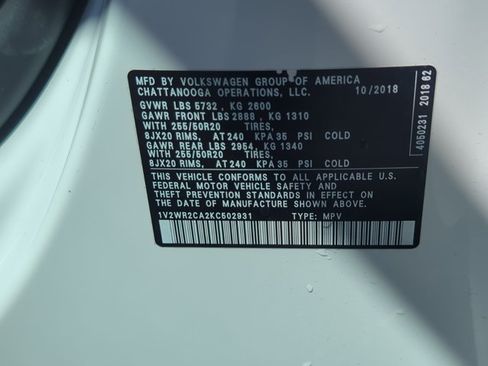 Used 2019 Volkswagen Atlas SE w/ Panoramic Sunroof Package FWD image 30
