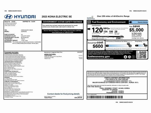 Used 2023 Hyundai Kona SE w/ Cargo Package image 2