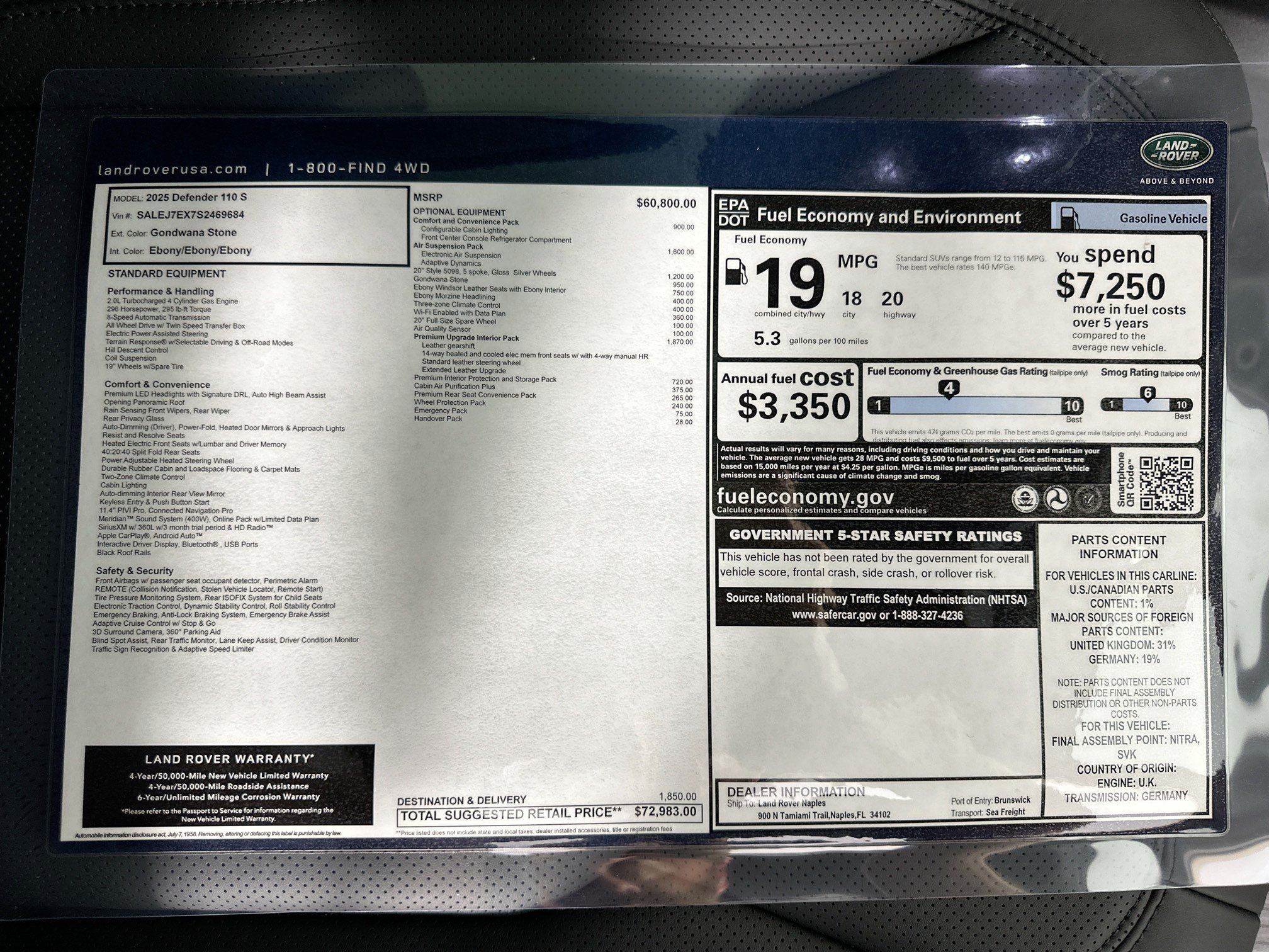 Certified 2025 Land Rover Defender 110 S AWD/4WD image 28