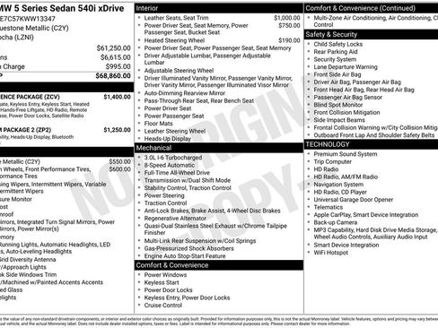 Used 2019 BMW 540i xDrive w/ Convenience Package AWD/4WD image 3