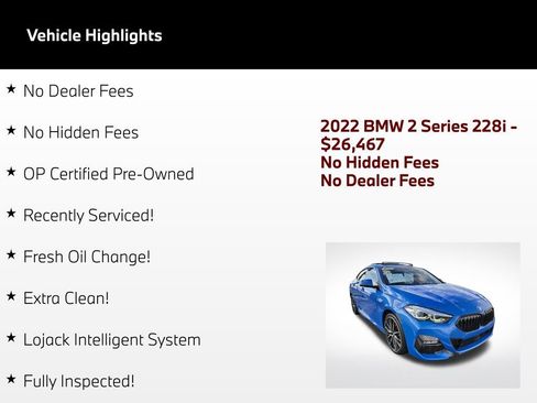 Used 2022 BMW 228i Gran Coupe w/ M Sport Package FWD image 2