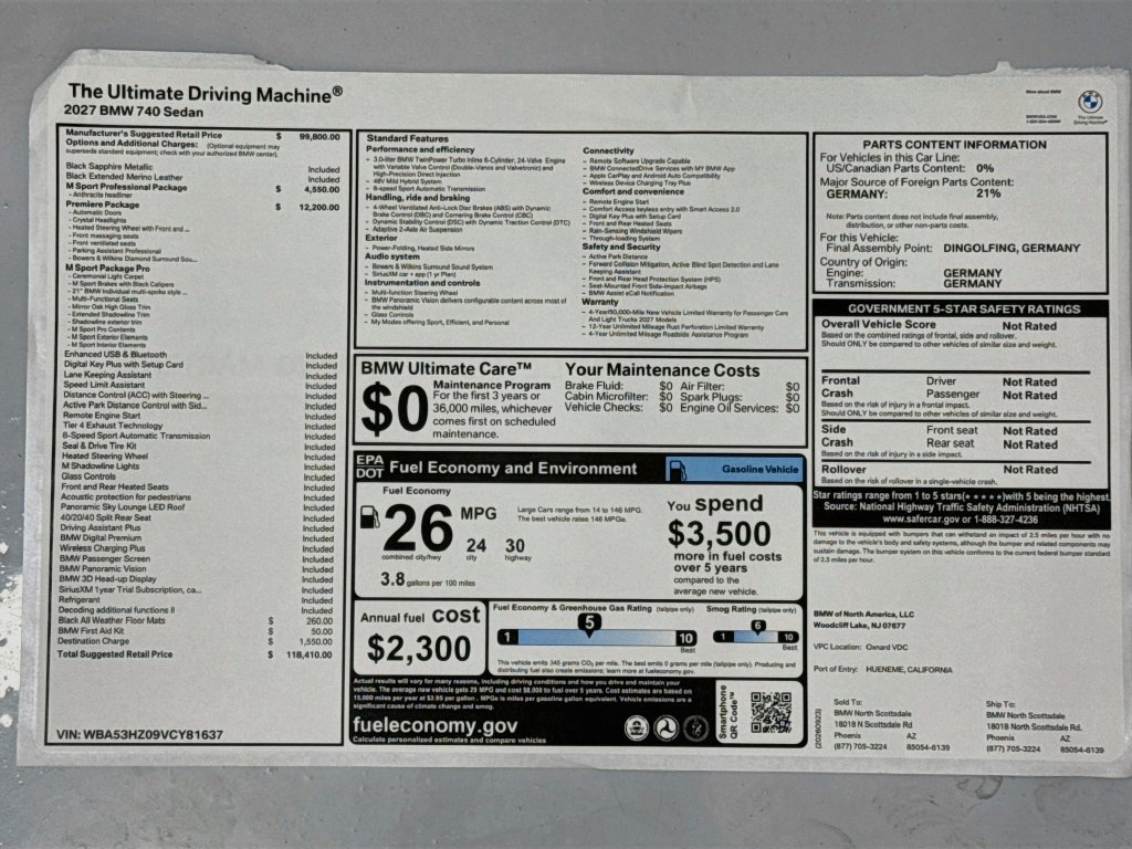 New 2027 BMW 740i w/ Premier Package RWD image 9