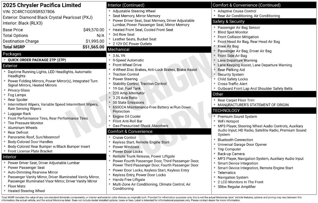 Certified 2025 Chrysler Pacifica Limited FWD image 43