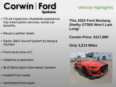 Used 2022 Ford Mustang Shelby GT500 w/ Technology Package RWD image 12
