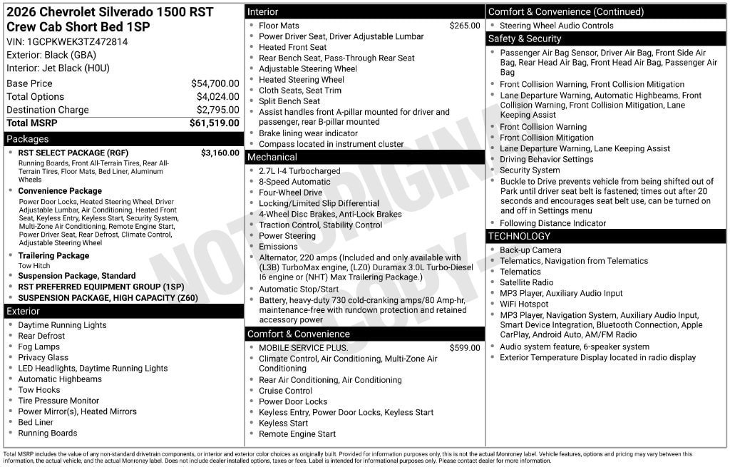 New 2026 Chevrolet Silverado 1500 RST w/ RST Select Package AWD/4WD image 11