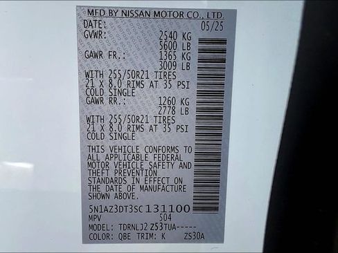 Used 2025 Nissan Murano Platinum w/ Cargo Package image 12