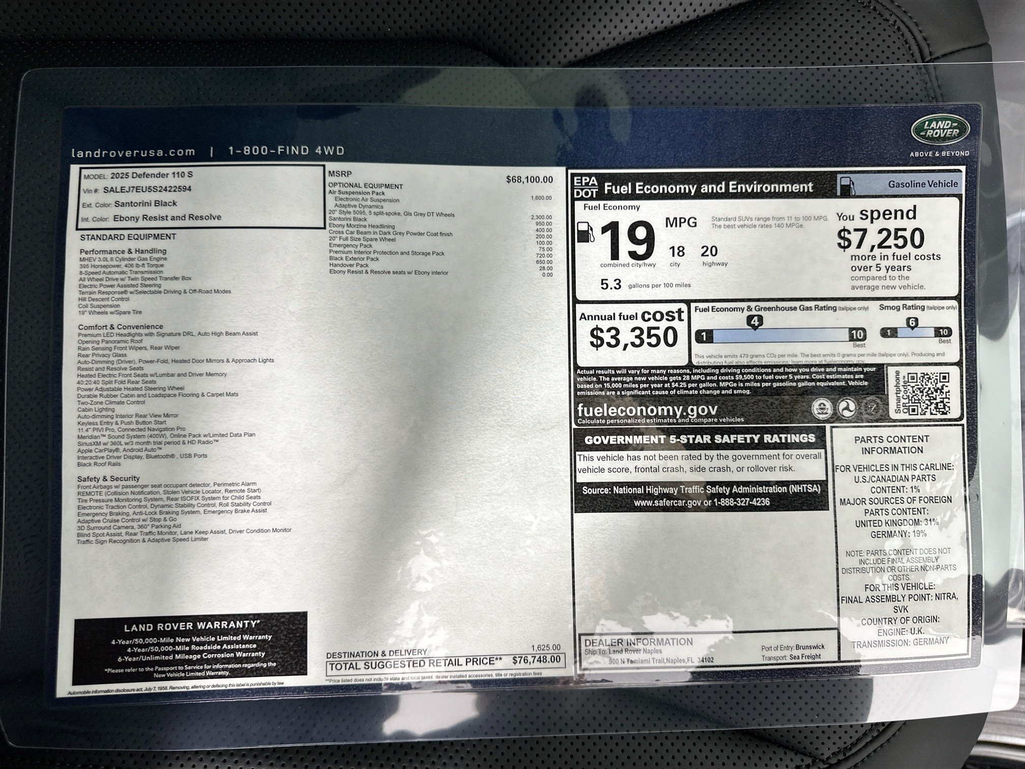 Certified 2025 Land Rover Defender 110 S AWD/4WD image 28