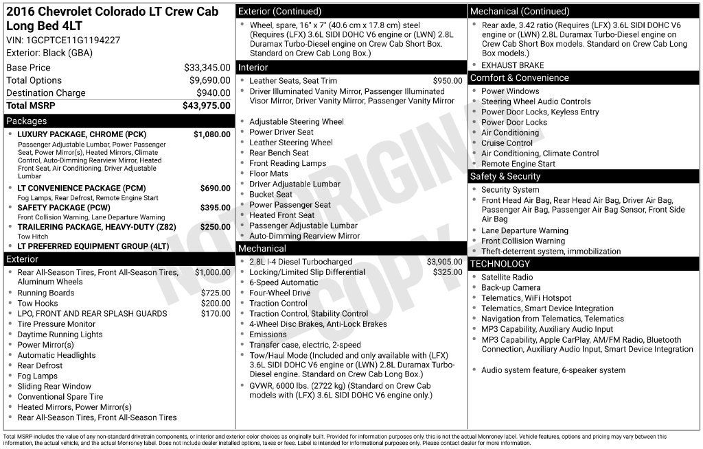 Used 2016 Chevrolet Colorado LT w/ Luxury Package, Chrome AWD/4WD image 31