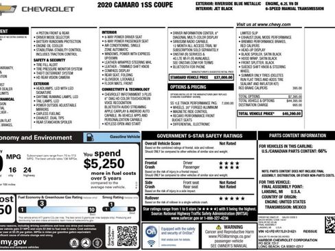 Used 2020 Chevrolet Camaro SS image 3