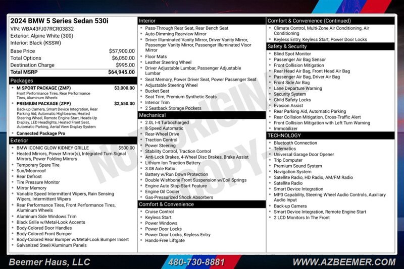 Used 2024 BMW 530i w/ M Sport Package RWD image 3