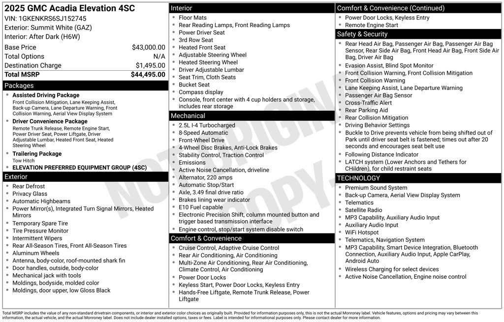 Used 2025 GMC Acadia Elevation FWD image 41