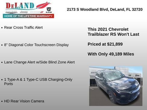 Used 2021 Chevrolet TrailBlazer RS w/ Sun and Liftgate Package AWD/4WD image 7