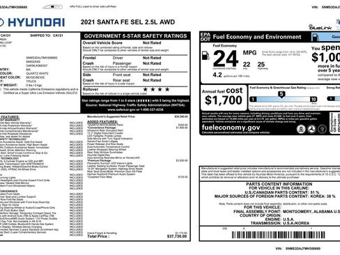 Used 2021 Hyundai Santa Fe SEL w/ Convenience + Premium Package image 4