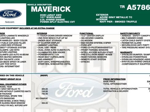 Used 2026 Ford Maverick Lariat w/ 4K Tow Package AWD/4WD image 2
