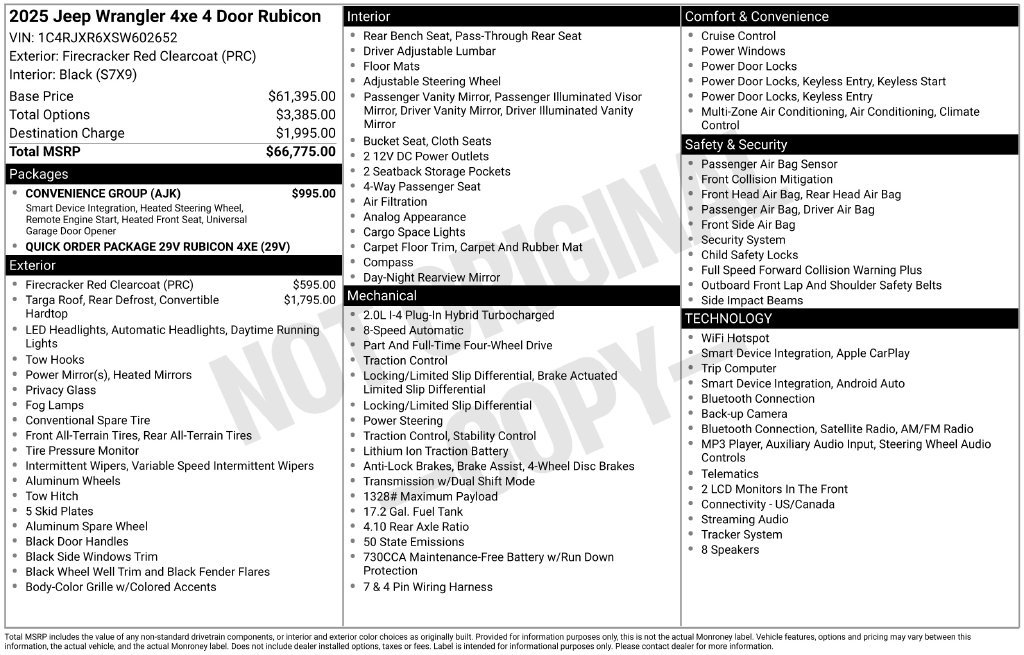 Certified 2025 Jeep Wrangler Unlimited Rubicon 4xe w/ Convenience Group AWD/4WD image 5