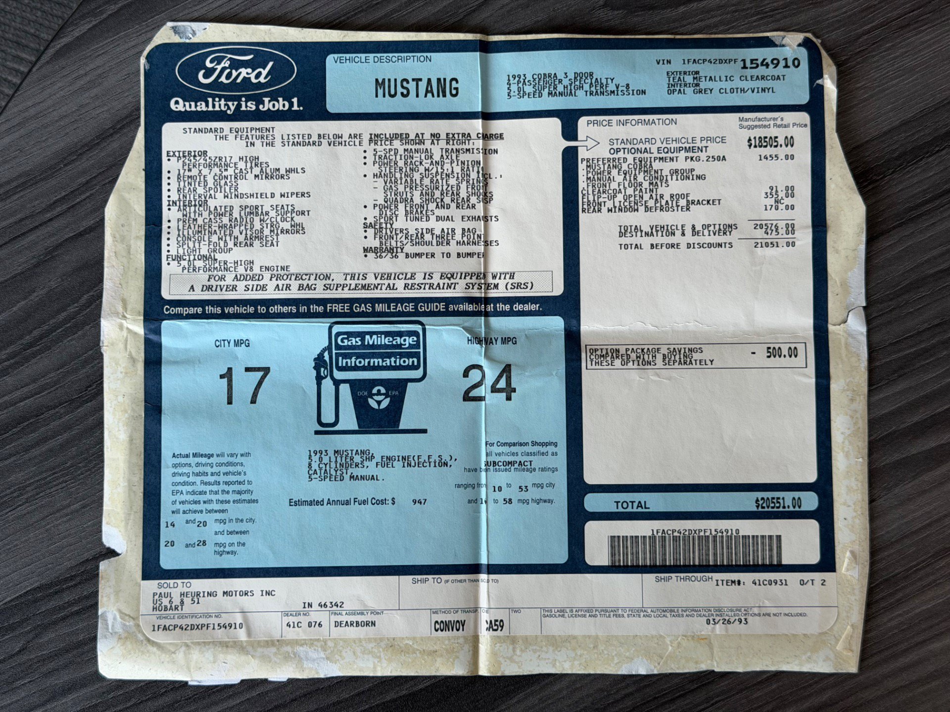 Used 1993 Ford Mustang Cobra RWD image 66