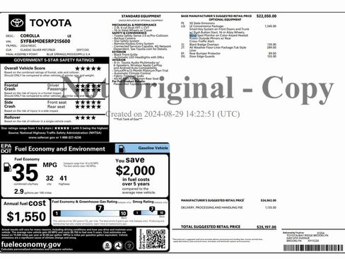 Used 2024 Toyota Corolla LE w/ LE Convenience Package image 2
