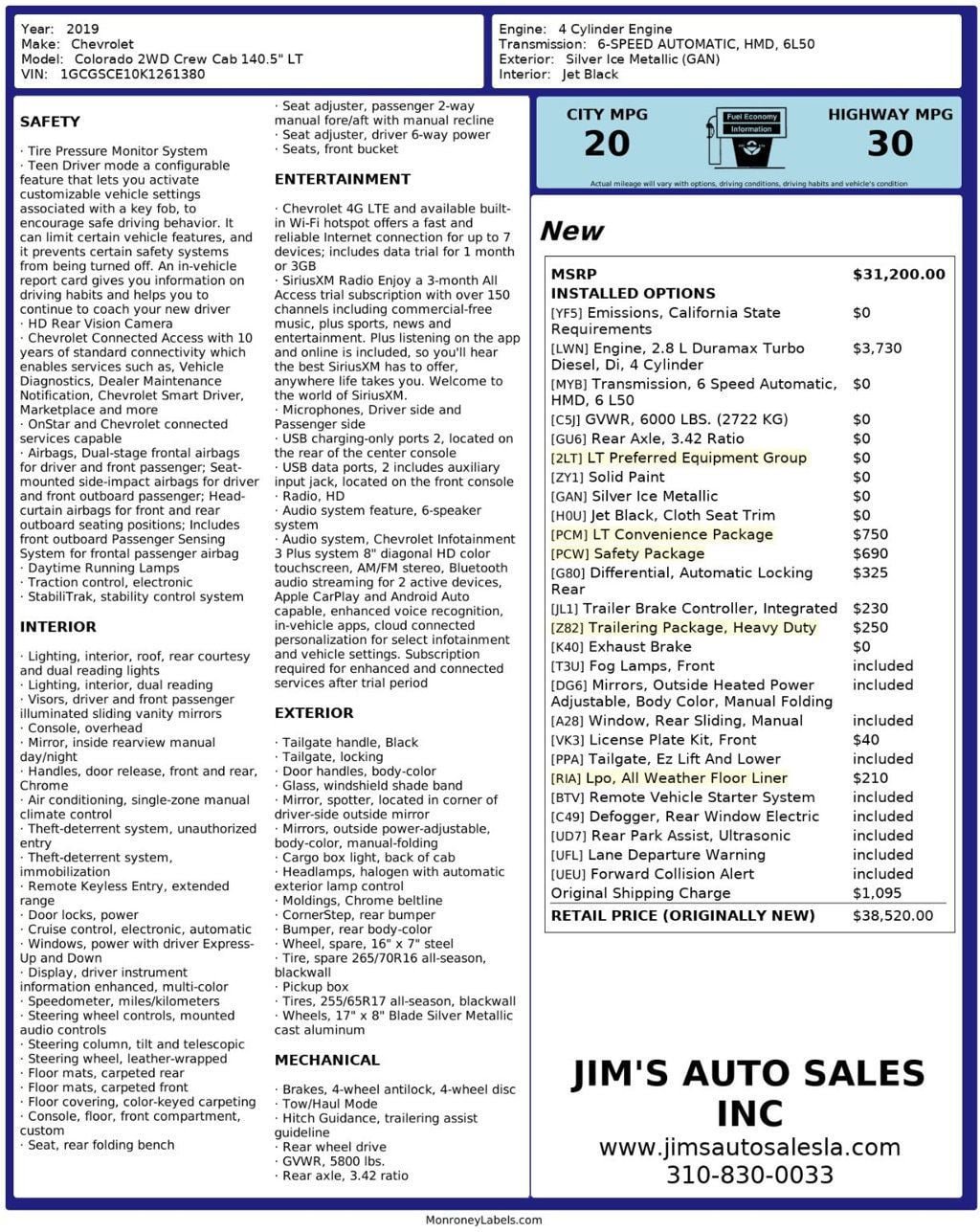 Used 2019 Chevrolet Colorado LT w/ LT Convenience Package RWD image 8