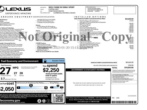 Used 2023 Lexus RX 500h F Sport w/ Accessory Package (2T) image 55