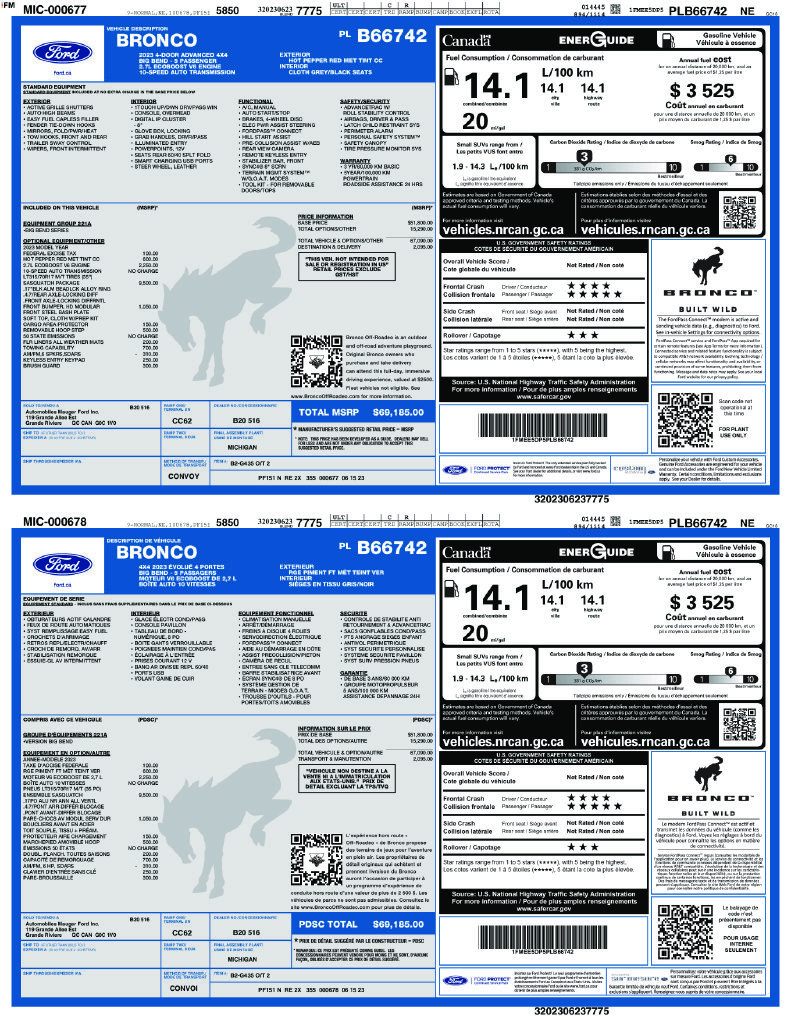 Used 2023 Ford Bronco Big Bend w/ Sasquatch Package AWD/4WD image 38