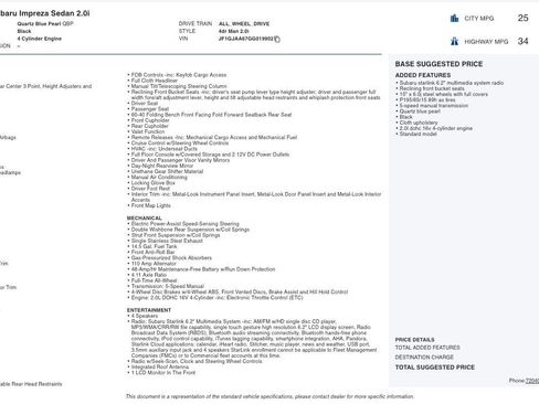 Used 2016 Subaru Impreza 2.0i image 2