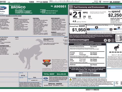 Certified 2021 Ford Bronco Outer Banks AWD/4WD image 36