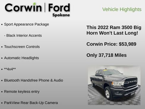 Used 2022 RAM 3500 Big Horn w/ Level A Equipment Group image 24