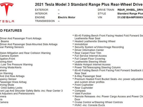Used 2021 Tesla Model 3 Standard Range Plus RWD image 19