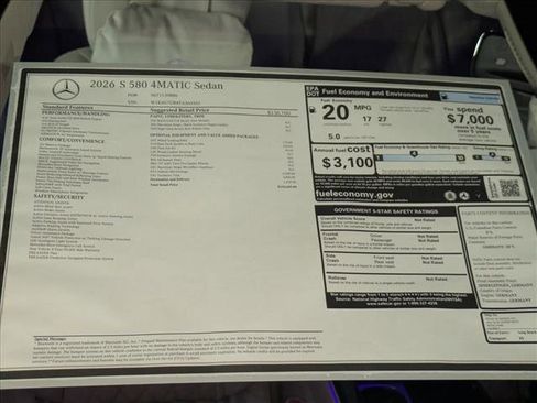 New 2026 Mercedes-Benz S 580 4MATIC Sedan image 19