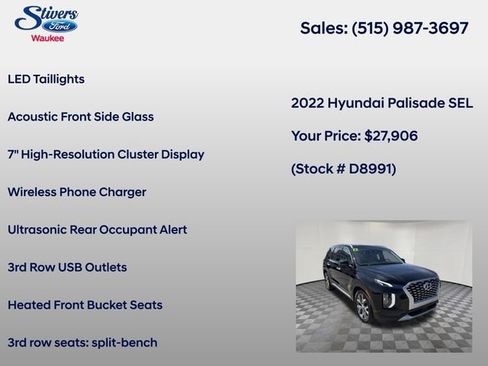 Used 2022 Hyundai Palisade SEL w/ Premium Package AWD/4WD image 34