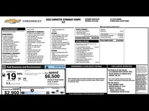 Used 2023 Chevrolet Corvette Stingray Coupe w/ Z51 Performance Package RWD image 3