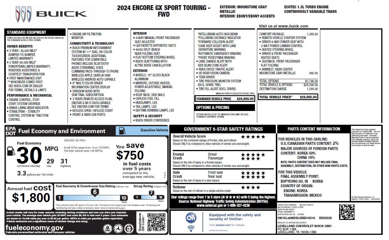Certified 2024 Buick Encore GX Sport Touring w/ Comfort Package FWD image 3