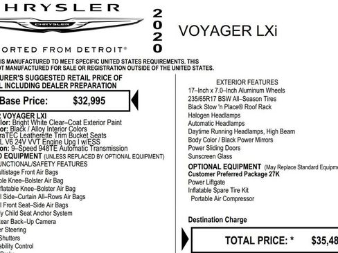 Used 2020 Chrysler Voyager Lxi FWD image 17
