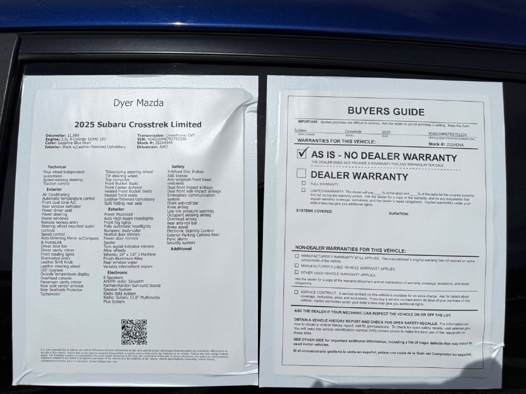 Certified 2025 Subaru Crosstrek 2.5i Limited AWD/4WD image 25