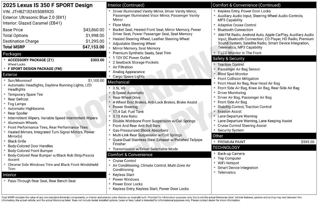 Used 2025 Lexus IS 350 F Sport w/ Accessory Package RWD image 9