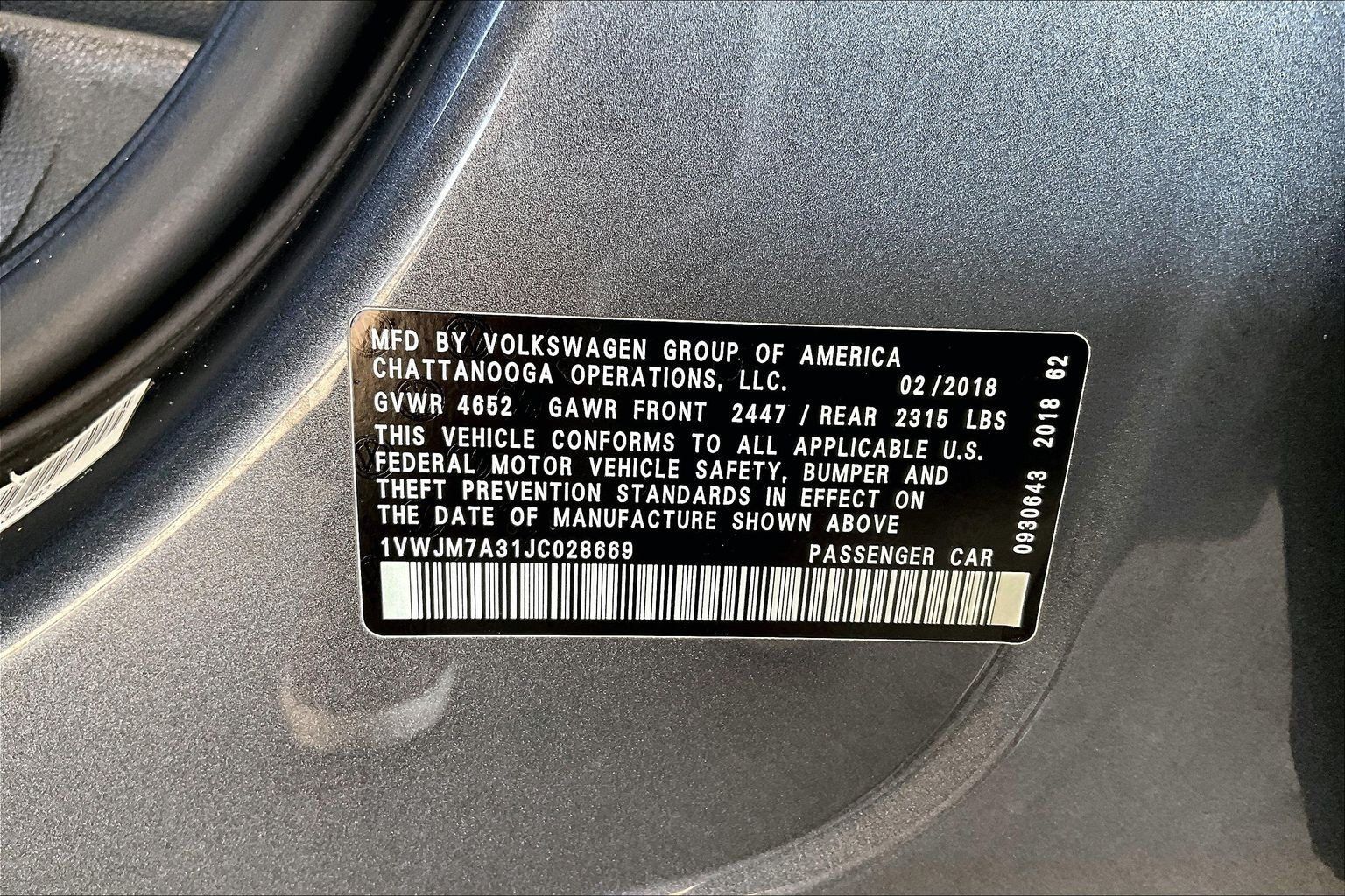Used 2018 Volkswagen Passat 3.6 FWD image 18