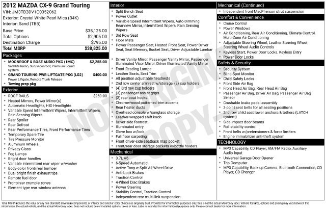 Used 2012 MAZDA CX-9 Grand Touring w/ Moonroof & Bose Audio Pkg AWD/4WD image 26