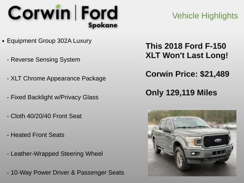 Used 2018 Ford F150 XLT w/ Equipment Group 302A Luxury AWD/4WD image 12