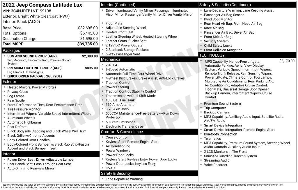 Used 2022 Jeep Compass Latitude w/ Sun and Sound Group AWD/4WD image 2