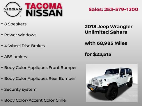 Used 2018 Jeep Wrangler Unlimited Sahara image 7