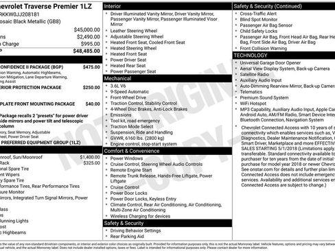 Used 2018 Chevrolet Traverse Premier w/ Driver Confidence II Package FWD image 6