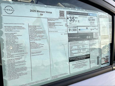 New 2025 Nissan Versa SV w/ Trunk Package image 15