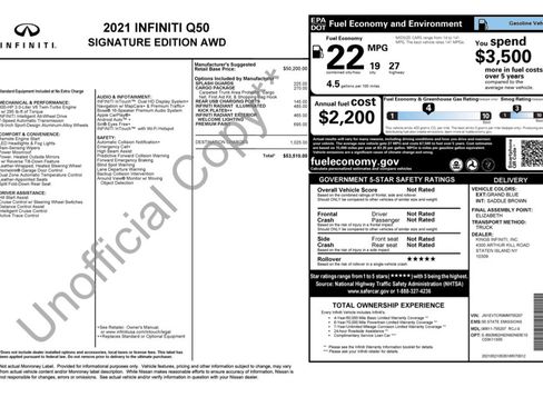 Used 2021 INFINITI Q50 Signature Edition w/ Cargo Package image 2
