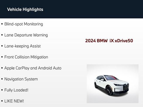 Used 2024 BMW iX xDrive50 w/ Convenience Package AWD/4WD image 84
