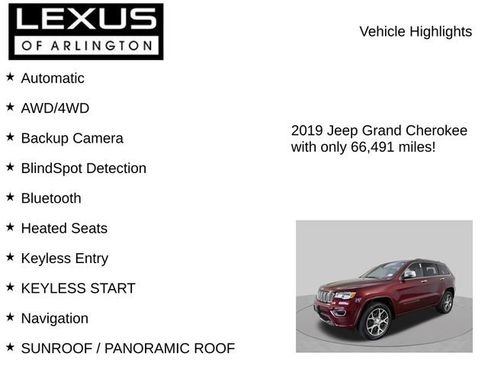 Used 2019 Jeep Grand Cherokee Overland AWD/4WD image 7