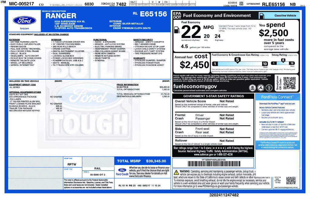 Used 2024 Ford Ranger XL w/ Trailer Tow Package AWD/4WD image 26