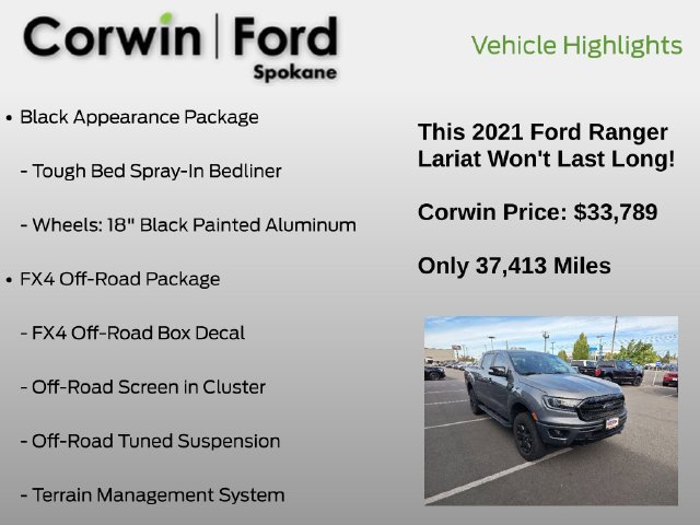 Used 2021 Ford Ranger Lariat w/ Equipment Group 501A High AWD/4WD image 12